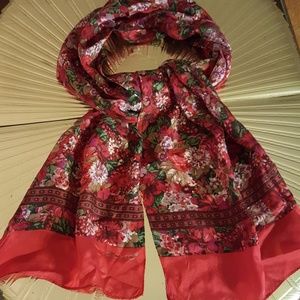 Echo silk red floral scarf.